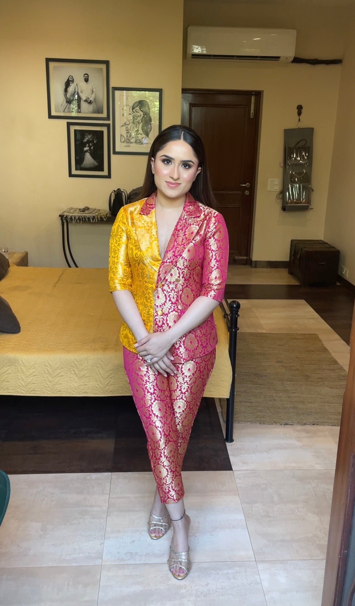 MAHARANI: Silk Brocade Blazer With Pant
